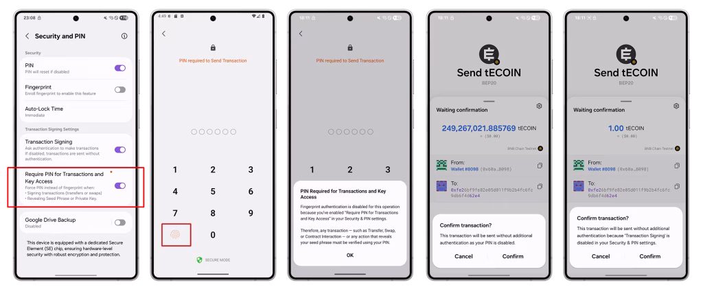 Require PIN for Transactions & Key Access